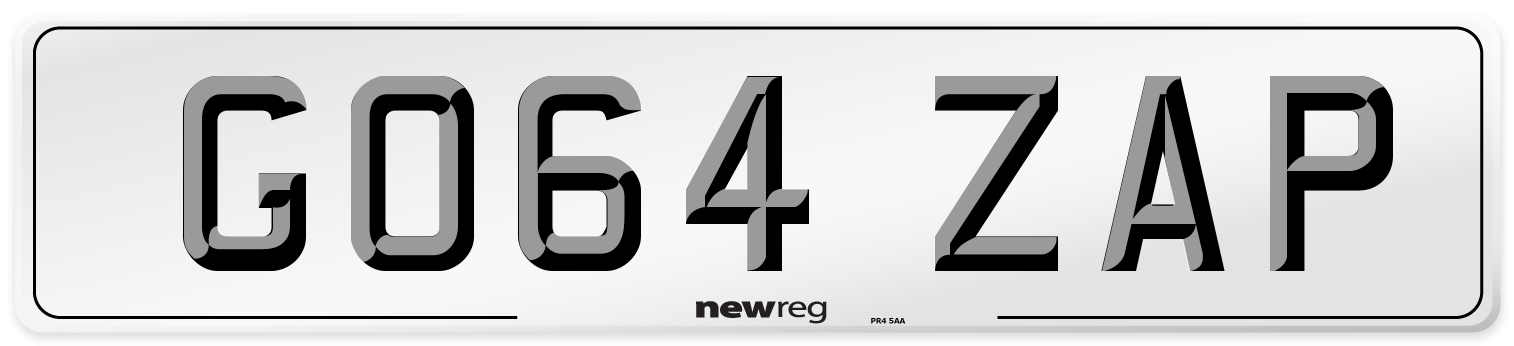GO64 ZAP Number Plate from New Reg